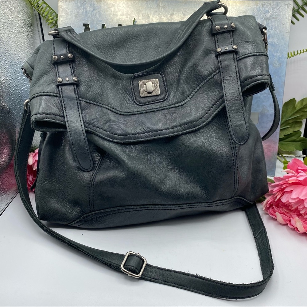 The Sak Black Leather Flat Bag